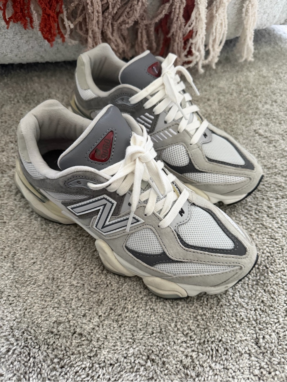 New Balance Women's Gray and White Mesh & Suede Sneakers